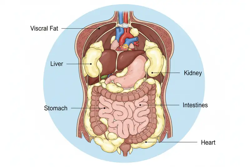 Nicht der Hüftspeck ist das Problem: Viszerales Fett zwischen den Organen erhöht das Risiko für Herzinfarkt und Diabetes