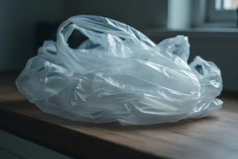 Detail einer typischen Polyethylen-Folie aus dem Haushalt: Tüten, Frischhaltefolien und Verpackungen sind der Hauptquelle des in Plaques nachgewiesenen Kunststoffs