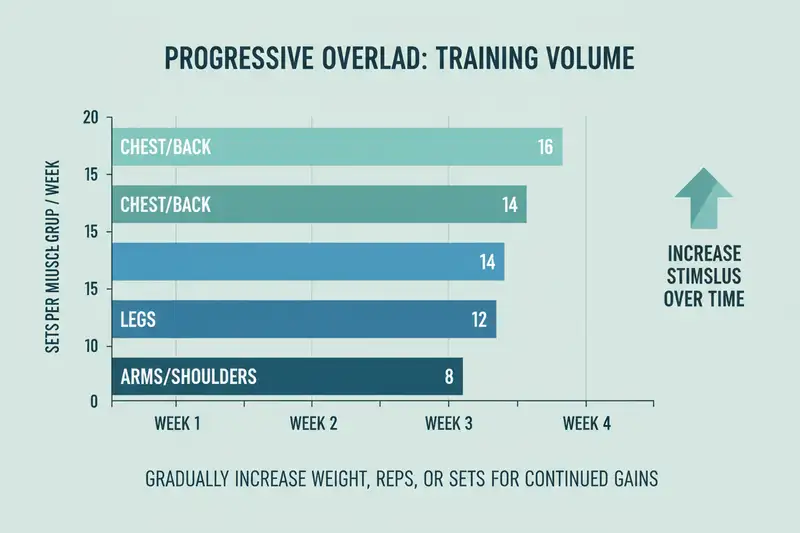 Rund 10 bis 15 Sätze pro Muskelgruppe und Woche gelten laut aktueller Metaanalysen als optimaler Trainingsumfang für Hypertrophie