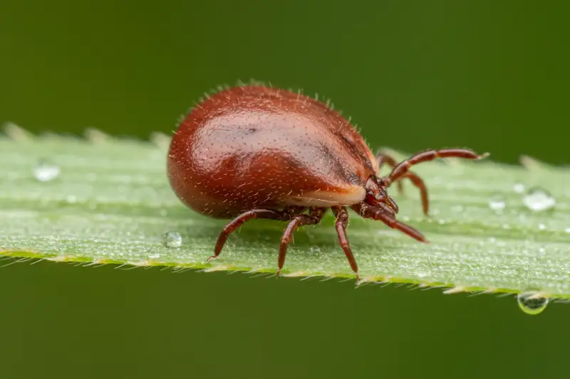 Zecke auf einem Grashalm in einem deutschen Risikogebiet - die Parasiten lauern mittlerweile fast ganzjährig